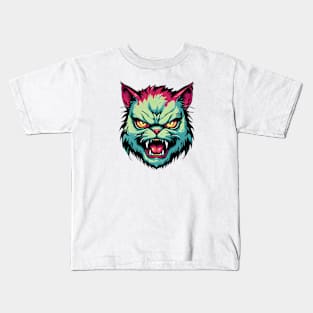 Angry Cat Monster Head Kids T-Shirt